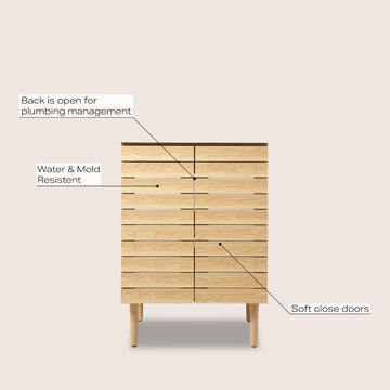 Aubert Thick Linear Slat Modern Farmhouse 2-Shelf Bath Vanity Cabinet Only (Sink Basin not Included)